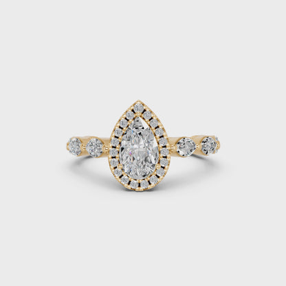 PEAR FANCY RING 0.75 CTTW