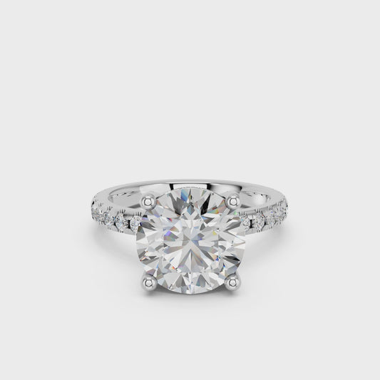 ROUND HIDDEN HALO WITH SIDE STONE PAVE BAND RING 3.00 CTTW