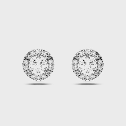 ROUND HALO EARRING 1.00 CTTW