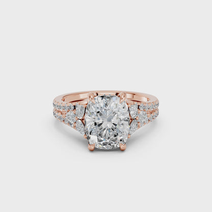 EL.CUSHION HIGH END HIDDEN HALO RING 3.00 CTTW