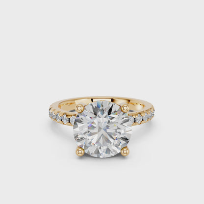 ROUND HIDDEN HALO WITH SIDE STONE PAVE BAND RING 3.00 CTTW