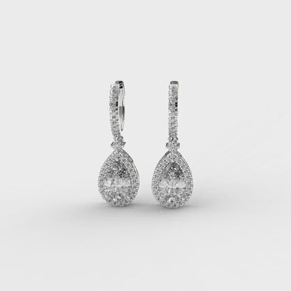 PEAR HALO DIAMOND DROP EARRING 1.00 CTTW