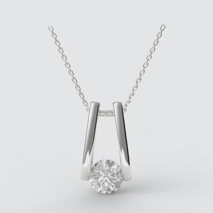 ROUND FLOATING SOLITAIRE PENDANT 1.00 CTTW