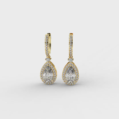 PEAR HALO DIAMOND DROP EARRING 1.00 CTTW