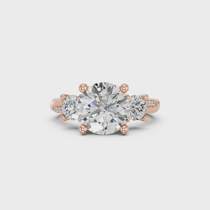 ROUND TRINITY SIDE STONE RING 3.00 CTTW