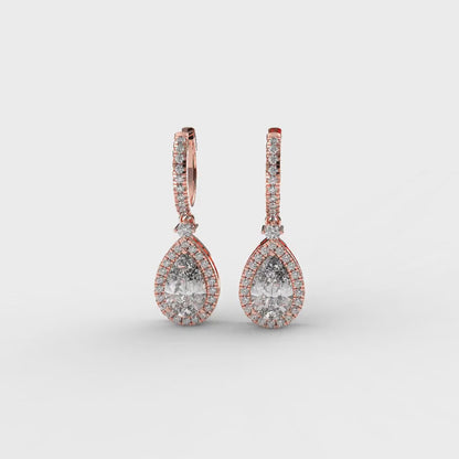 PEAR HALO DIAMOND DROP EARRING 1.00 CTTW