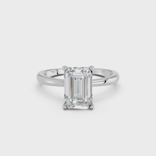 EMERALD CLASSIC CATHEDRAL HIDDEN HALO RING 2.00 CTTW