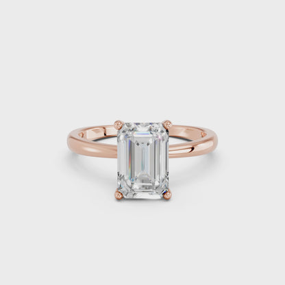 EMERALD CLASSIC CATHEDRAL HIDDEN HALO RING 2.00 CTTW