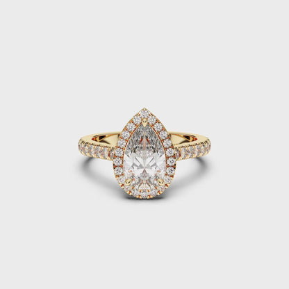 PEAR HALO RING 3.00 CTTW