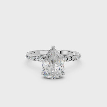 PEAR SIDESTONE RING (THIN) 3.00 CTTW
