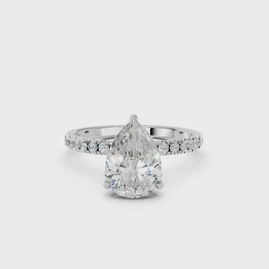 PEAR SIDESTONE RING (THIN) 4.00 CTTW