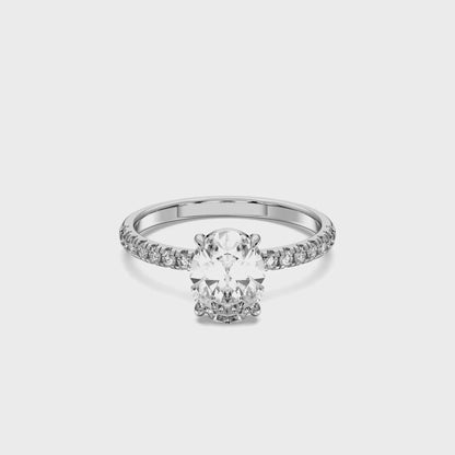 OVAL SIDESTONE RING (THIN) 1.00 CTTW