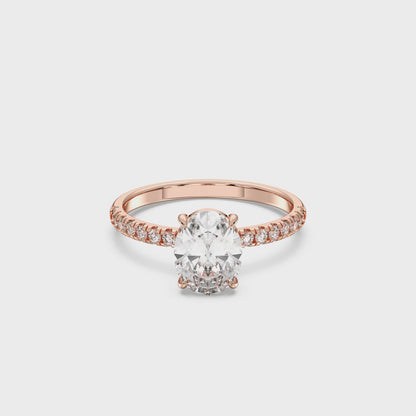 OVAL SIDESTONE RING (THIN) 1.00 CTTW