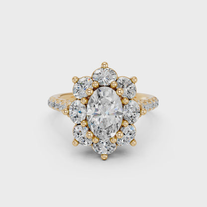 OVAL HALO CLUSTER ENGAGEMENT RING 1.50 CTTW
