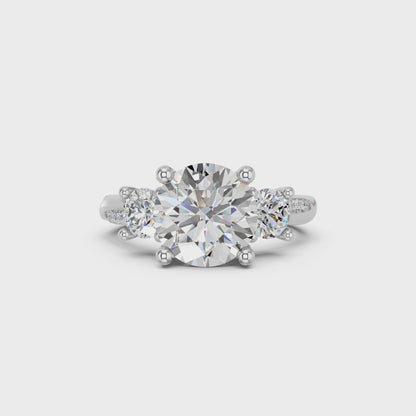 ROUND TRINITY SIDE STONE RING 3.00 CTTW