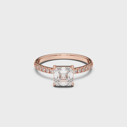 SQ.EMERALD SIDESTONE RING (THIN) 3.00 CTTW