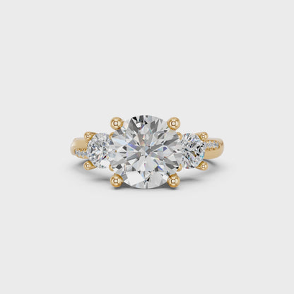 ROUND TRINITY SIDE STONE RING 3.00 CTTW