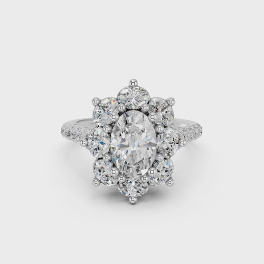 OVAL HALO CLUSTER ENGAGEMENT RING 1.50 CTTW