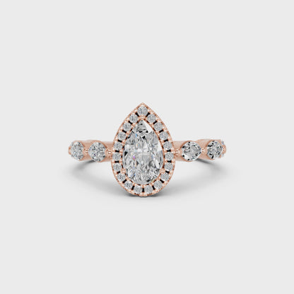 PEAR FANCY RING 0.75 CTTW