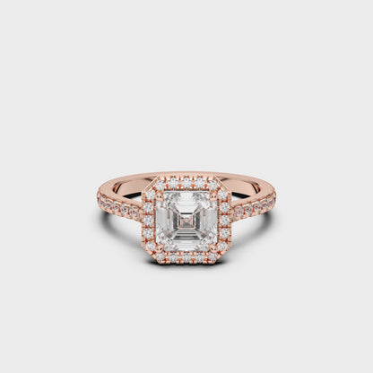 SQ.EMERALD HALO RING 3.00 CTTW