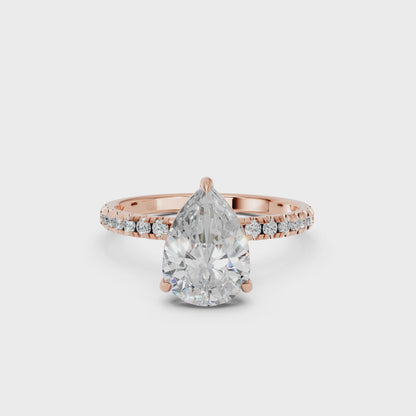 PEAR SIDESTONE RING (THIN) 3.00 CTTW