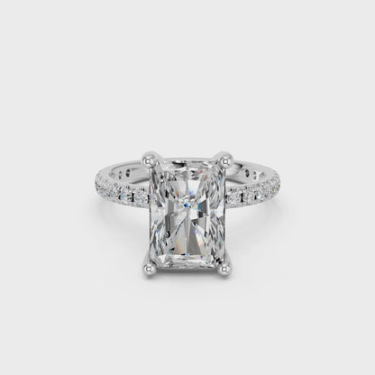 RADIANT HIDDEN HALO WITH SIDE STONE PAVE BAND RING 3.00 CTTW