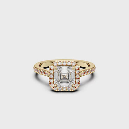 SQ.EMERALD HALO RING 3.00 CTTW