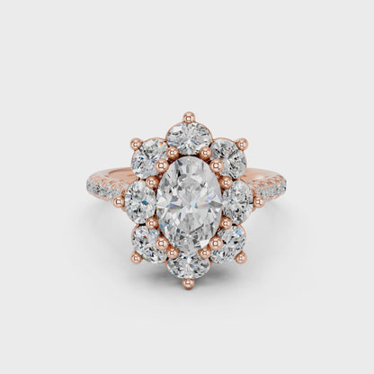 OVAL HALO CLUSTER ENGAGEMENT RING 1.50 CTTW