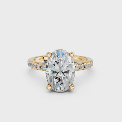 OVAL HIDDEN HALO WITH SIDE STONE PAVE BAND RING 3.00 CTTW