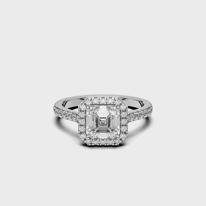 SQ.EMERALD HALO RING 3.00 CTTW