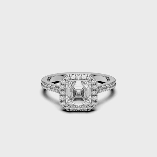 SQ.EMERALD HALO RING 3.00 CTTW