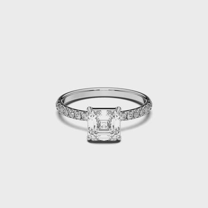 SQ.EMERALD SIDESTONE RING (THIN) 3.00 CTTW