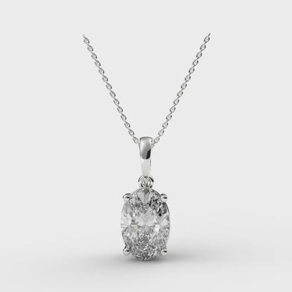 OVAL 4 PRONG SOLITAIRE PENDANT 4.00 CTTW