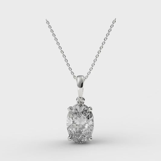 OVAL 4 PRONG SOLITAIRE PENDANT 4.00 CTTW