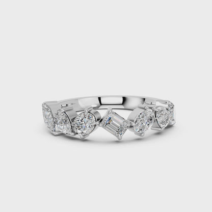 MULTISHAPE WEDDING BAND RING 0.75 CTTW
