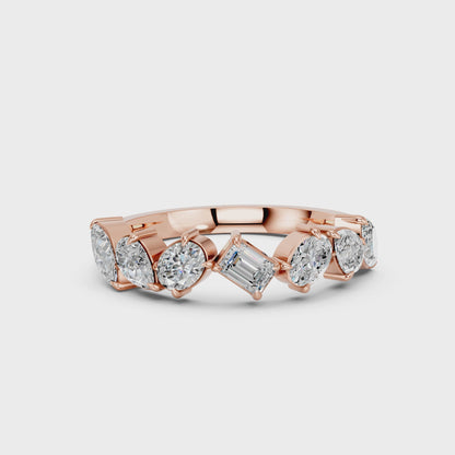 MULTISHAPE WEDDING BAND RING 0.75 CTTW