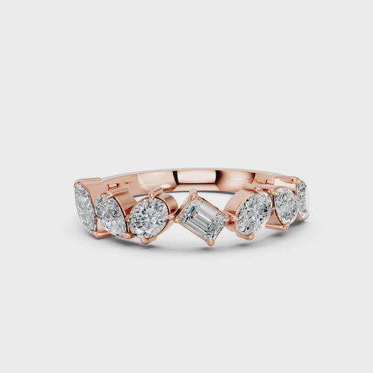 MULTISHAPE WEDDING BAND RING 0.75 CTTW
