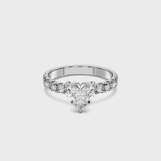 HEART SIDESTONE RING (THICK) 3.00 CTTW