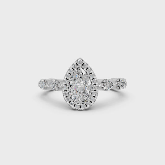 PEAR FANCY RING 0.75 CTTW