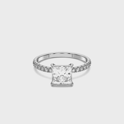 PRINCESS SIDESTONE RING (THIN) 1.00 CTTW