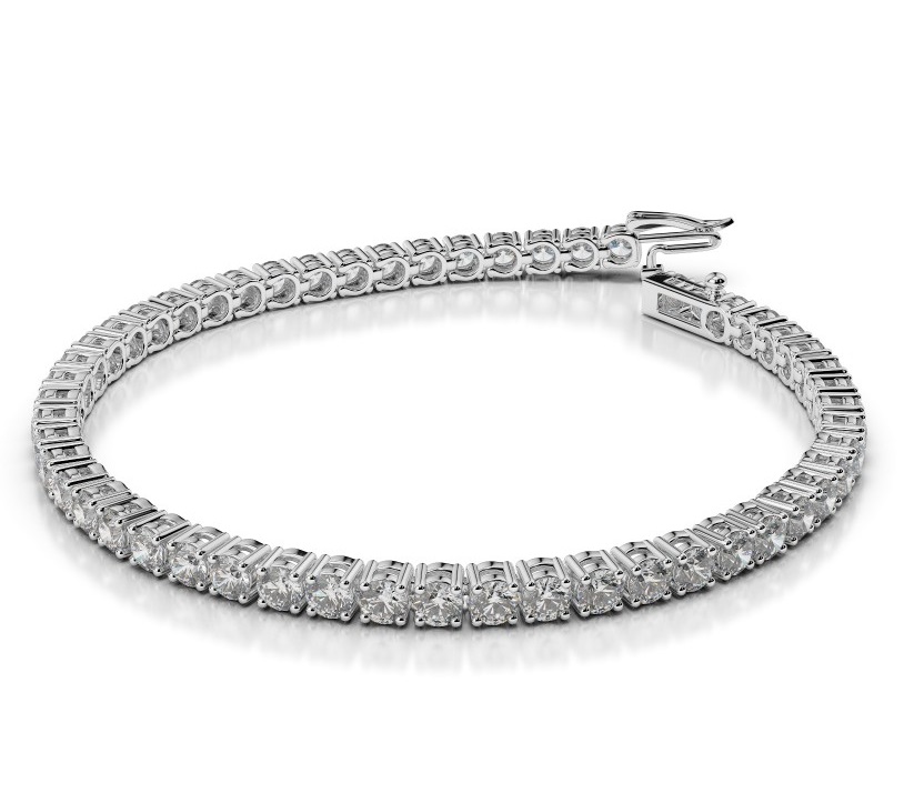 Emerald Cut Straight Line Tennis Bracelet in Platinum Mann's Jewelers
