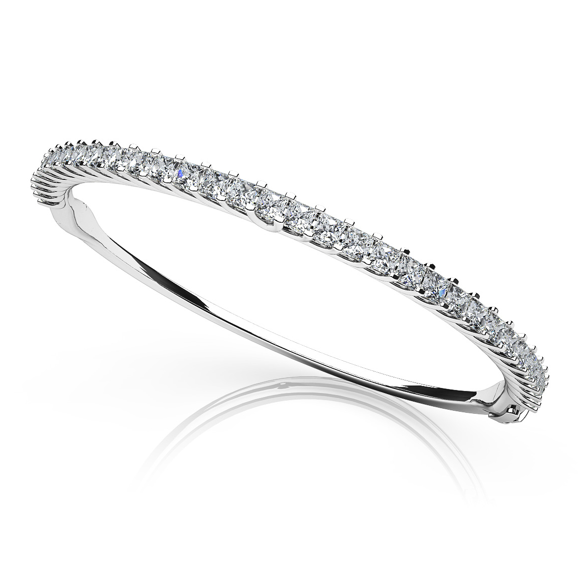 Invisible Set Princess Cut Halo Diamond Bracelet in White Gold | New York  Jewelers Chicago