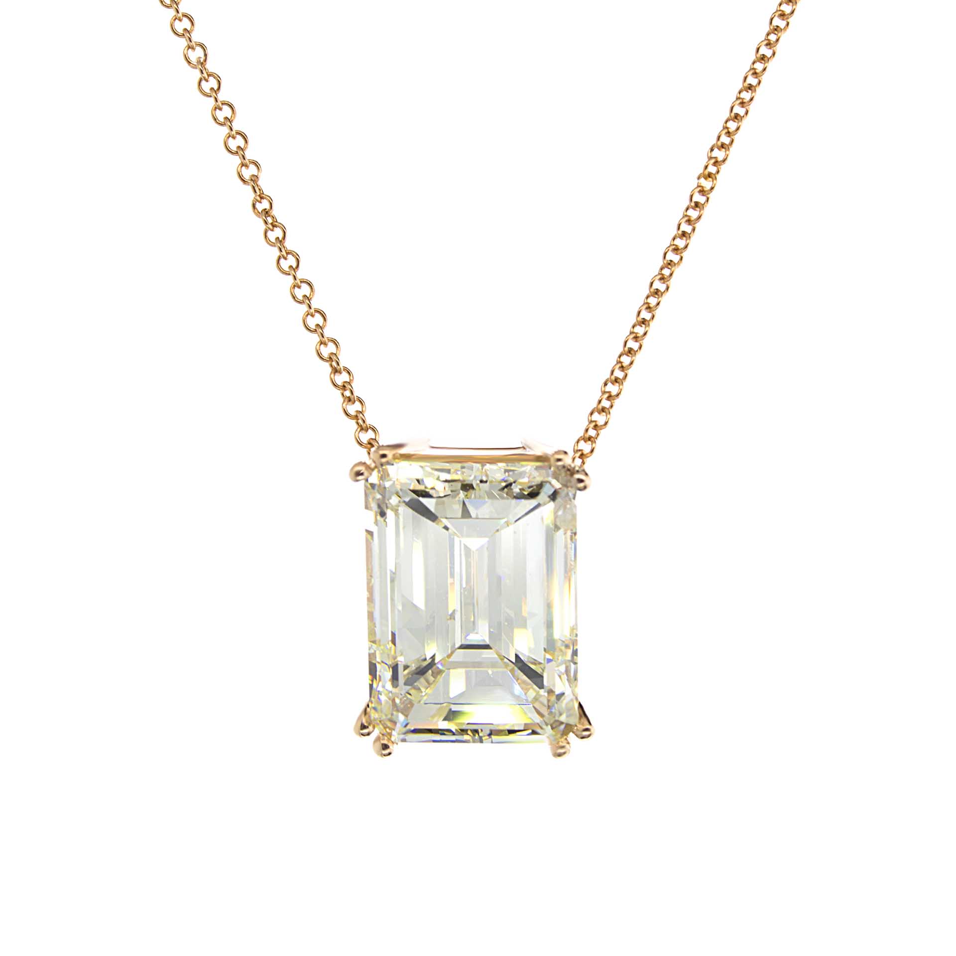 Emerald Cut Lab Grown Emerald Pendant Necklace 4.5ct in 9ct White Gold | QP  Jewellers