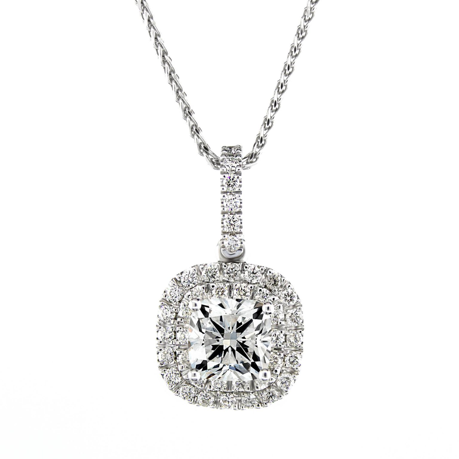 Halo Diamond Necklace Pendant, Gold Or Platinum – Joseph Jacob Jewelers
