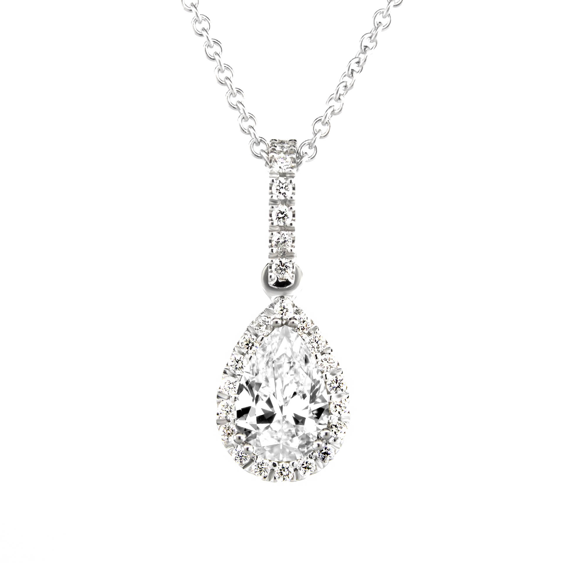Diamond Solitaire Pendant, White Gold Diamond Pendant Necklace, Simple Halo  Diamond Necklace 0.58 Carat Diamond Pendant - Etsy
