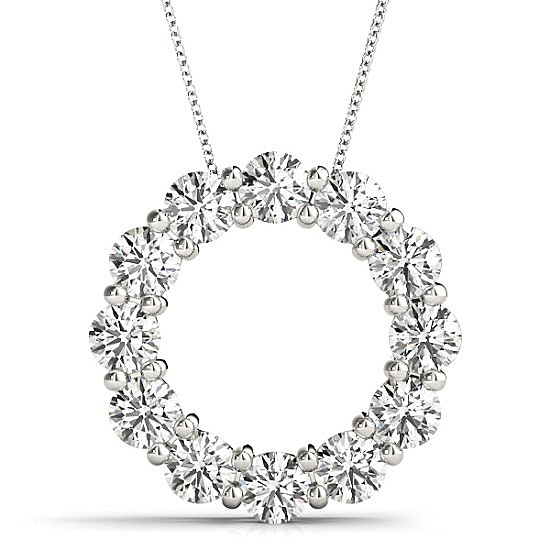 18ct White Gold Marquise Brilliant Cut Diamond Circle Pendant